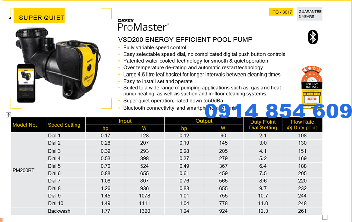Máy bơm bể bơi ProMaster ECO Series VSD200