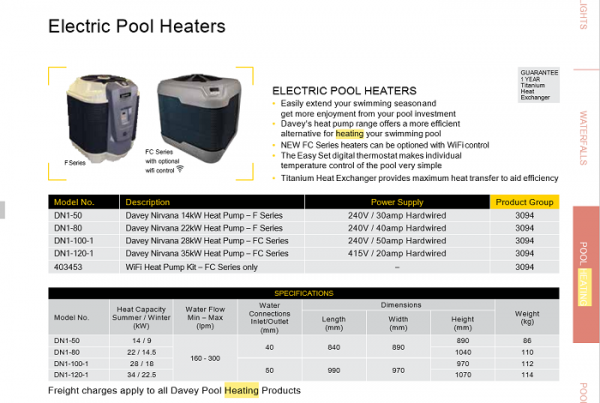 may bom nhiet electric pool heaters davey