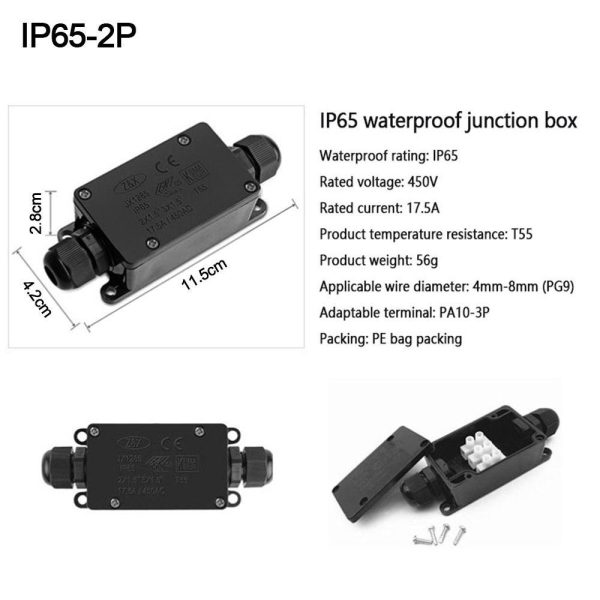 HỘP NỐI CÁP CHỐNG NƯỚC NGOÀI TRỜI 2 CHIỀU IP68 450V